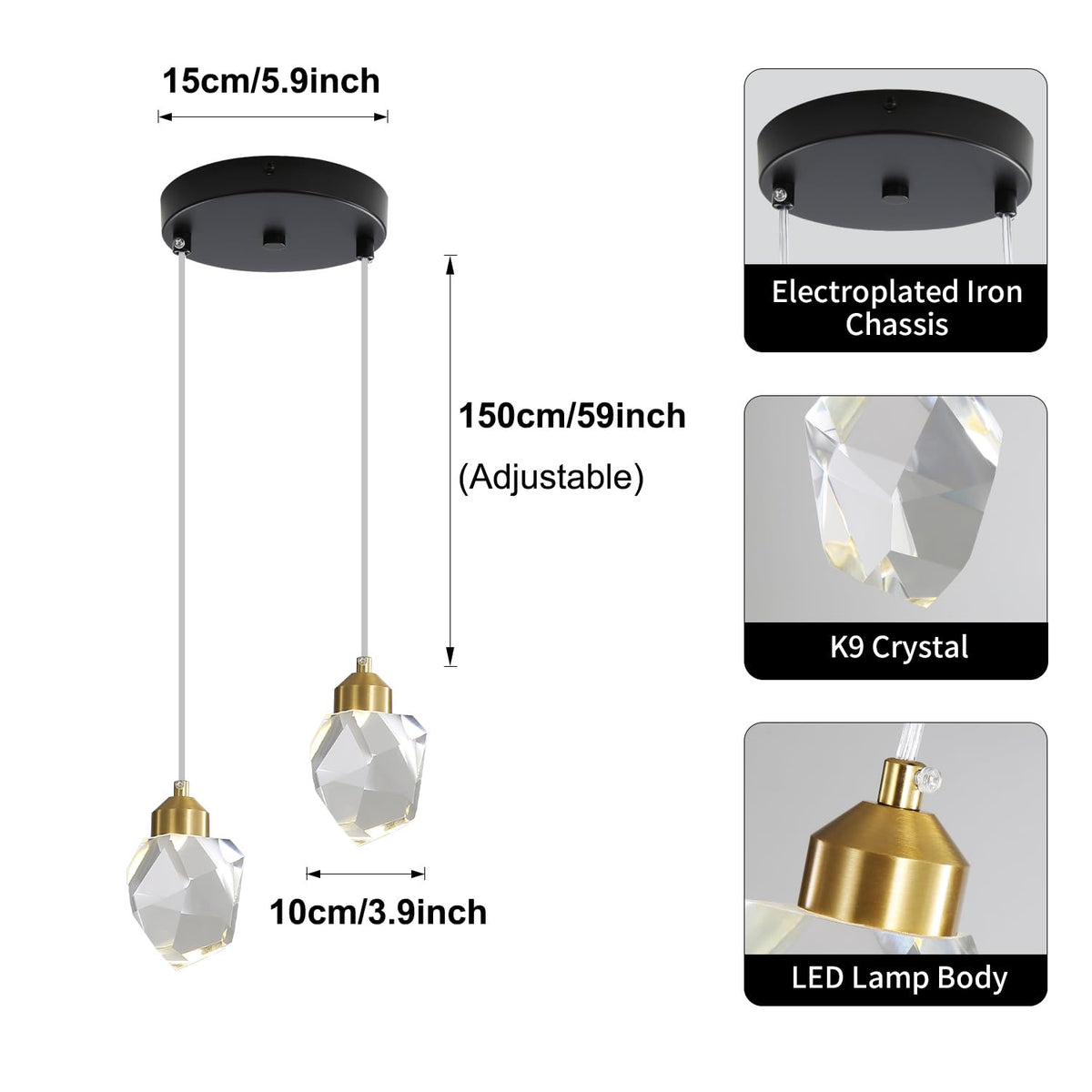 Black Diamond Crystal 2 (Black / White / 2-Head)
