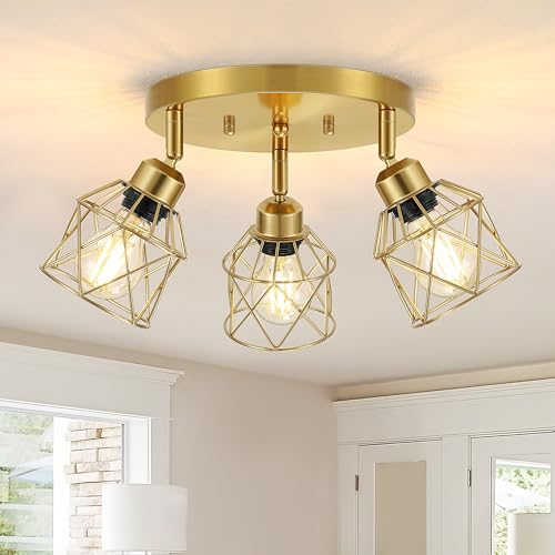 3 Light Brushed Gold Kitchen Light Fixtures (Gold / 3-Light)