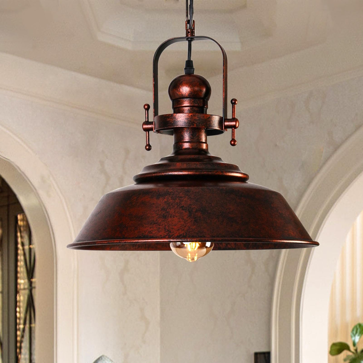 14" Farmhouse Copper Pendant Light for Kitchen Island (Copper)