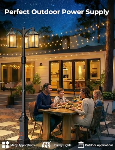 Outdoor Lamp Post Motion Sensor with Outlet (87.5in with Outlet)