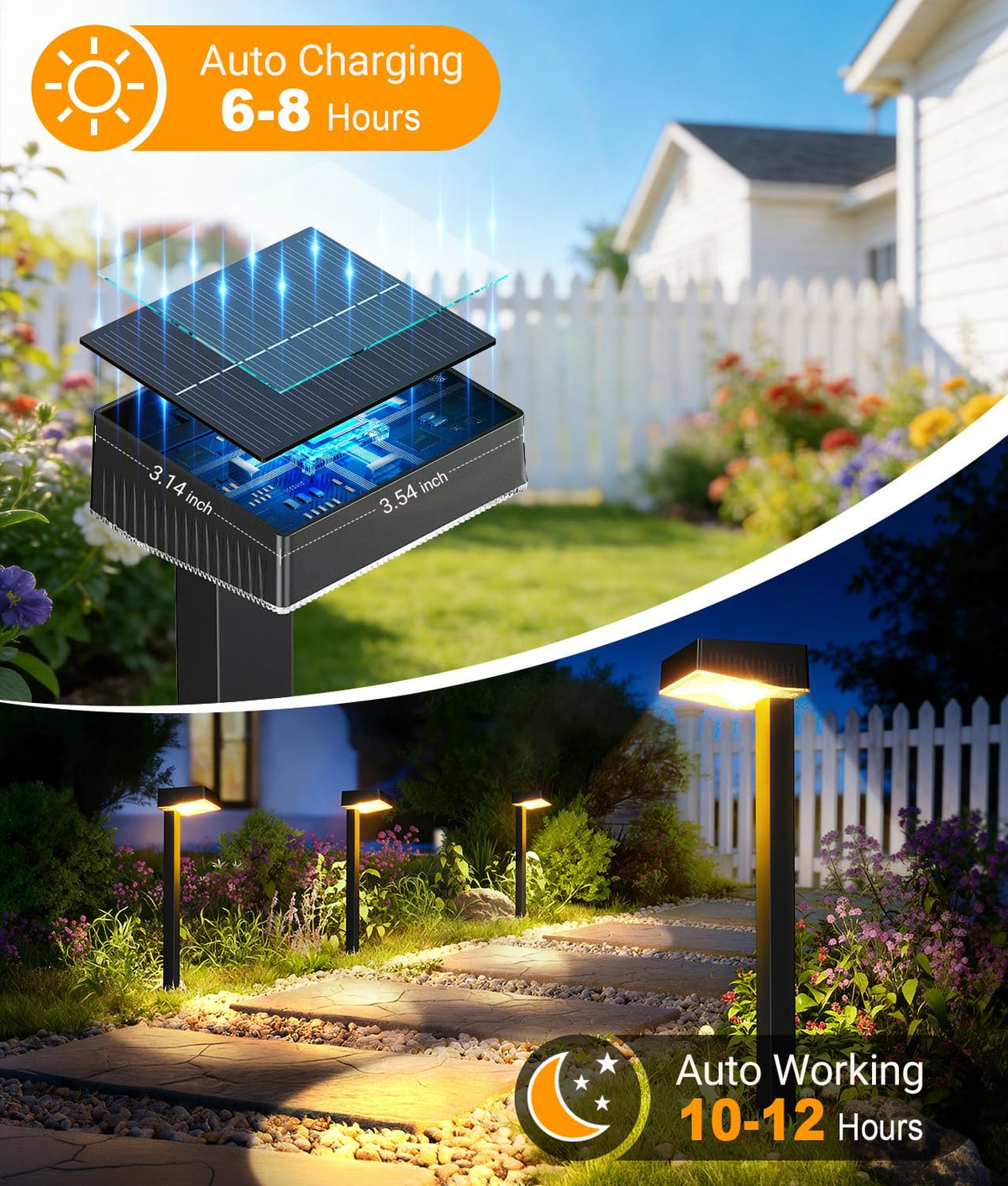 Solar Pathway Lights Outdoor (Warm White / 4 Pack)