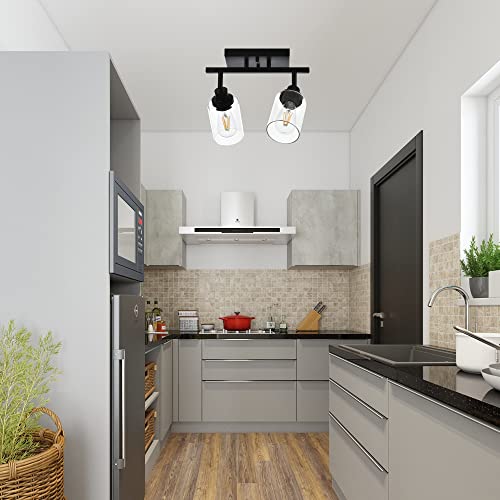 2 Light Wall Scone Spotlight Semi Flush Mount Ceiling Light (Black / 2-Light)