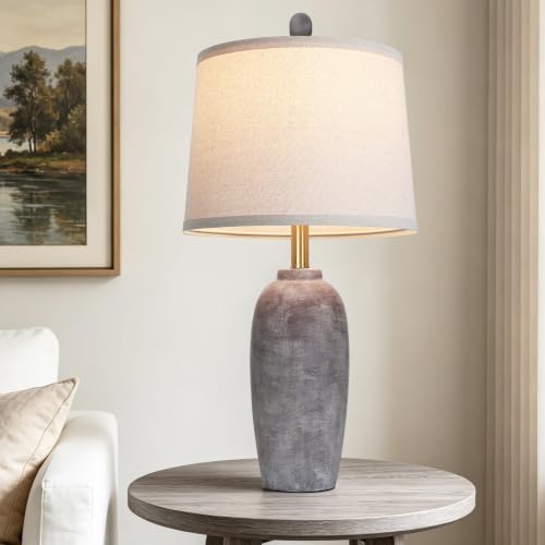26 Inch Farmhouse Ceramic Jar Table Lamps Set of 2 (Earth Brown)