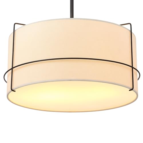 2 Light Pendant Light (Matte Black, Off-White)
