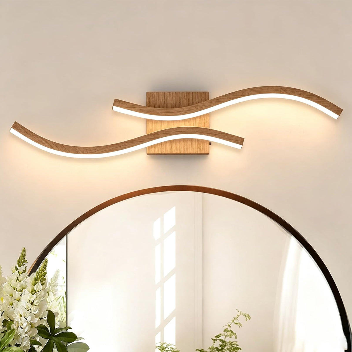 Bathroom Vanity Light Fixture (Natural Wood Color / 24inch)