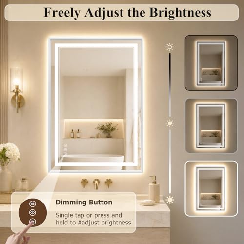 30"x40" LED Bathroom Mirror with Lights (White / 40"L x 30"W)