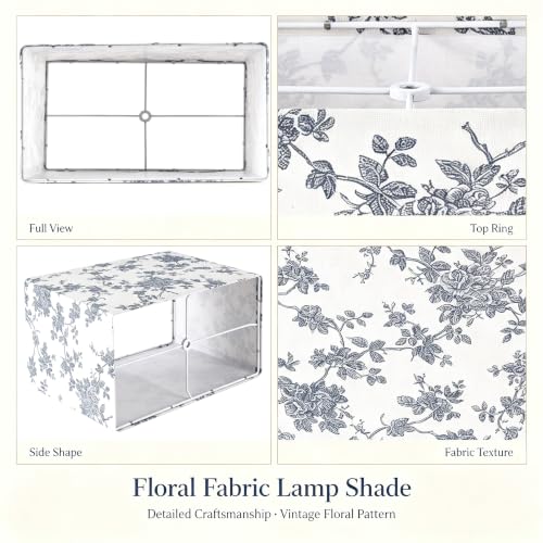 Large Floral Rectangle Lamp Shades Set of 2 (Multicolor blue floral / Medium-8*14*9IN-2Pack)