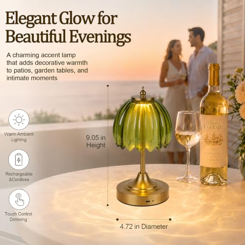 Upgrade Mini Tulip Cordless Table Lamp (Amber Green)