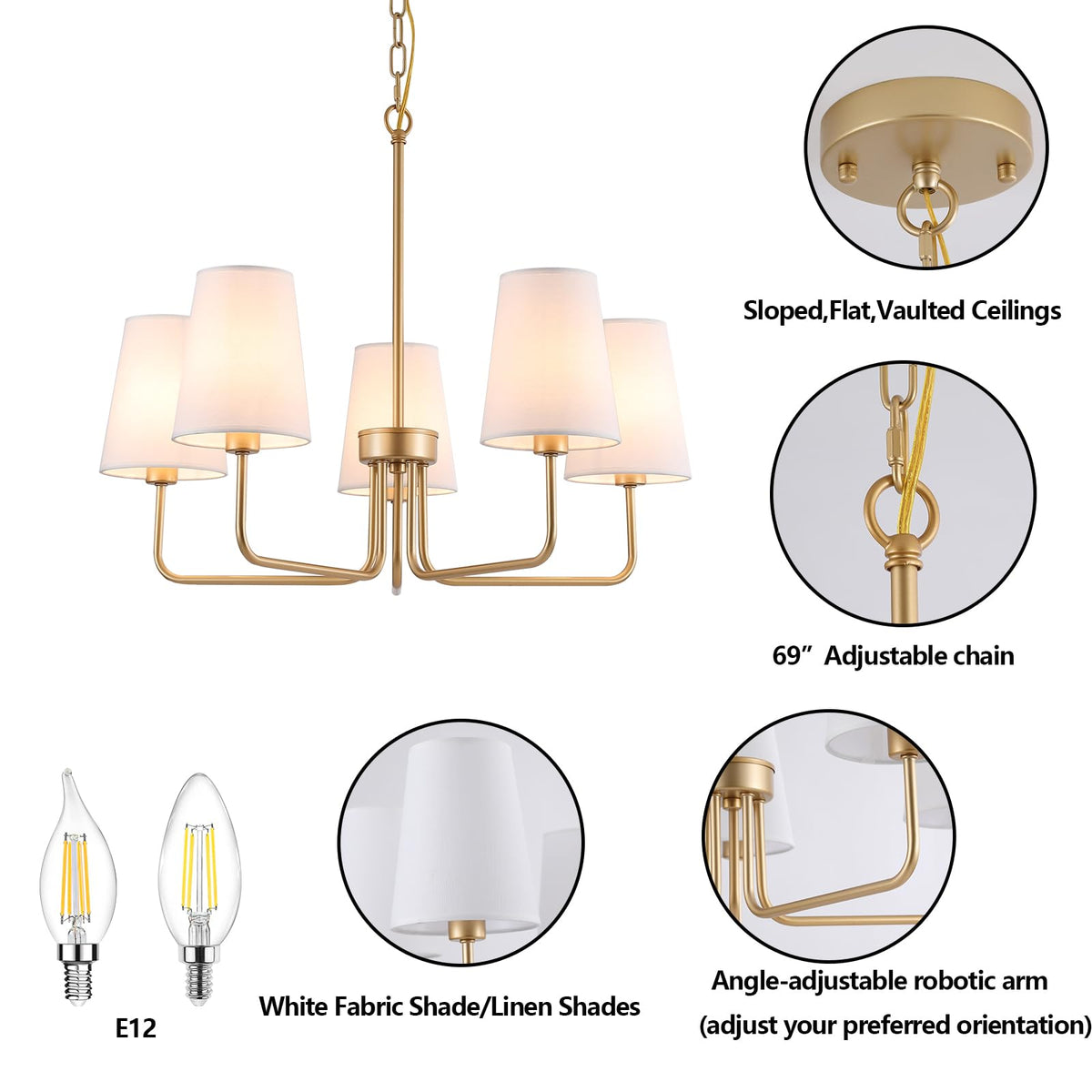 Farmhouse Chandelier (Gold)