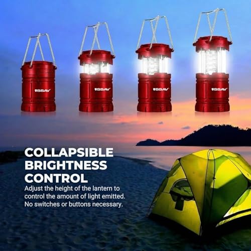 Battery Powered LED Lanterns (2 Pack Red)