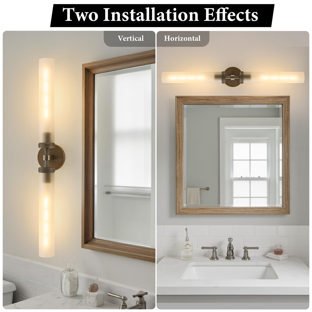 Antique Brass Bathroom Wall Sconce (Antique Brass-Frosted Glas / 2 Pack)