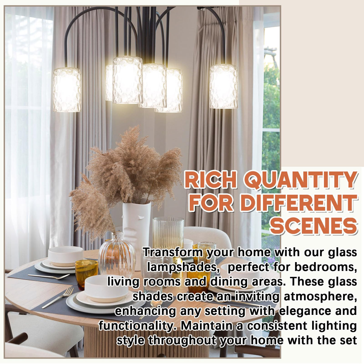 8 Pcs Clear Hammered Glass Lamp Shade 1 (Clear / Hammered)