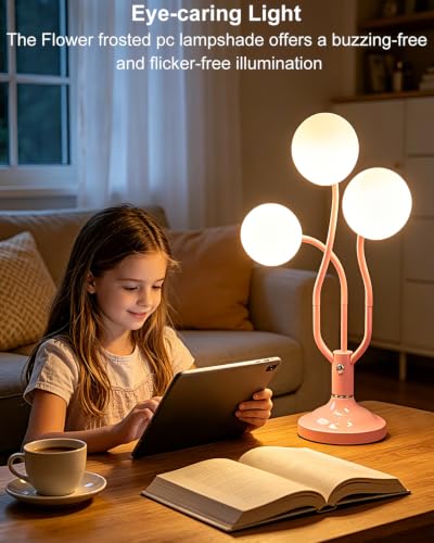 Pink Globe Table Lamp Dimmable Magic DIY Arms G9 Bulbs Included (09-Pink-Globe-3U-Magic DIY Arms)
