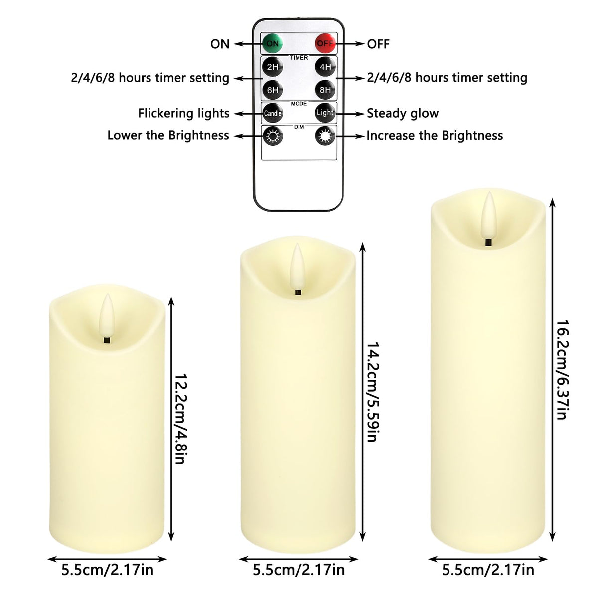Christmas Decoration Flickering Flameless Candles - 24 Pack, Ivory-5