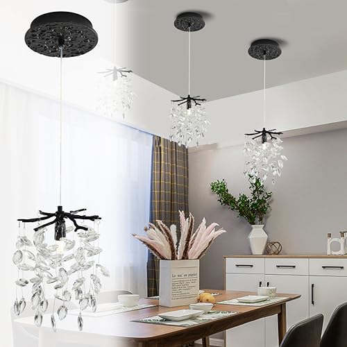 Modern K9 Crystal Tree Branches Chandelier (Black / Round 8.5")