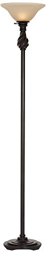 Restoration Bronze 70" Tall Amber Glass Torchiere Floor Lamp
