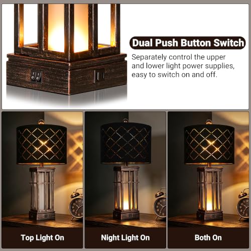27" Modern Table Lamp with Nightlight