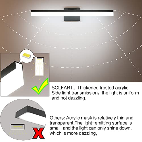 Dimmable Black Vanity Light Bar Lighting Fixtures Modern Bathroom Light Fixtures 6000K Rotatable White Aluminum LED Light (Matte Black- Dimmable / 24-inch)