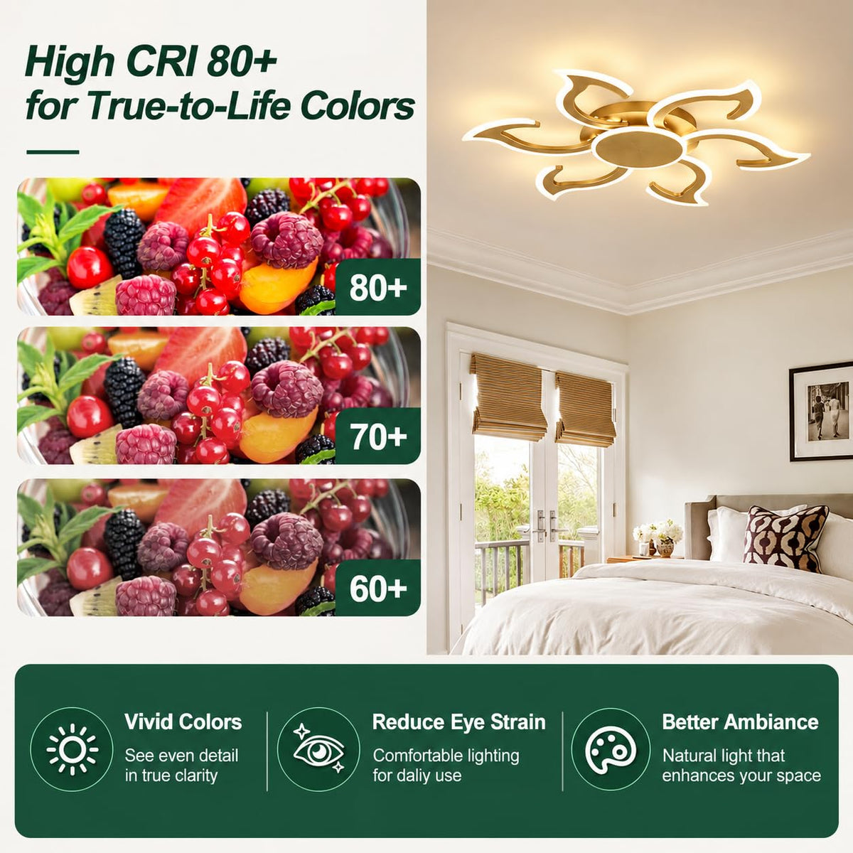 36.2 Inch Modern LED Ceiling Light (Gold)