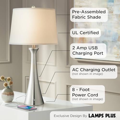 Karl 27 1 2" Tall Table Lamp USB Set of 2 Full Range Dimmers Brushed Nickel