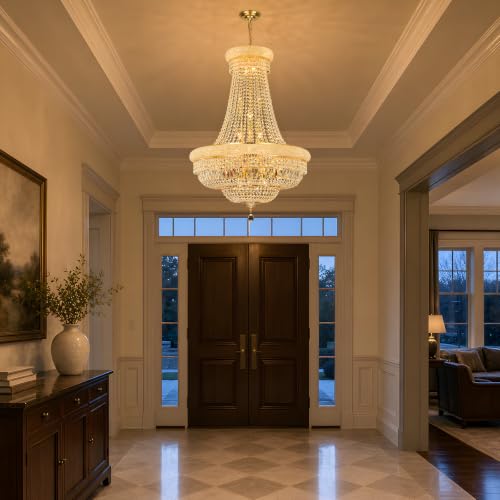 Gold Crystal Chandeliers for Dining Room (Gold / D30'' - 28Lights)