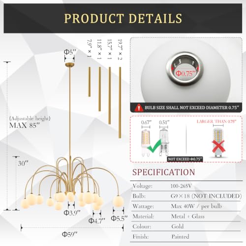 Modern 59" 18 (Gold / 18-globe)