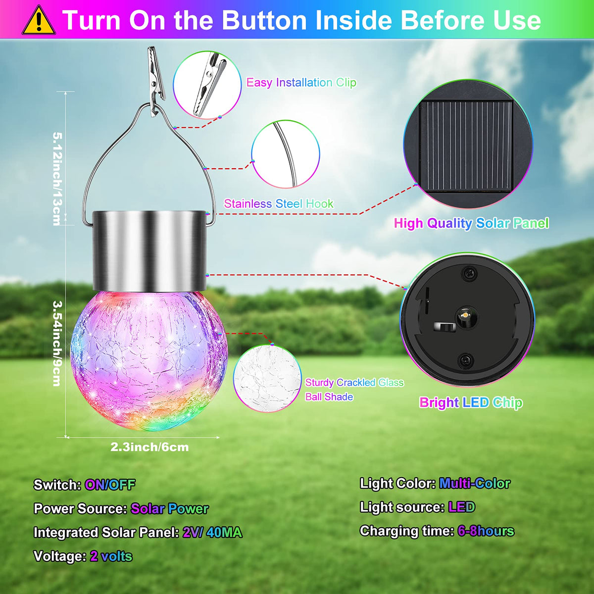 12Pack Outdoor Hanging Solar Lights (Multicolor / 12P)