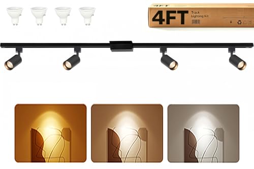 4FT LED Track Lighting Kit with 3 (Black)