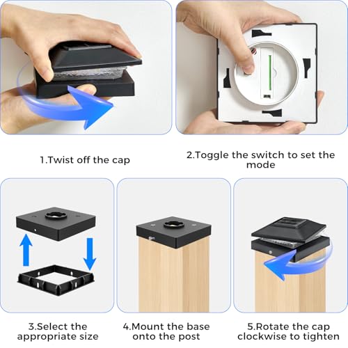 4x4 Solar Post Cap Lights 6 Pack (Black / 6 Packs)