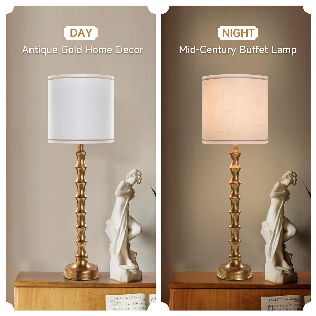 30.5" Buffet Lamps Set of 2 for Living Room (Vintage Gold WHL)