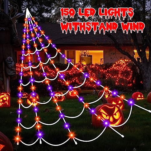 Halloween Decorations Outdoor Spider Web (Purple & Orange)