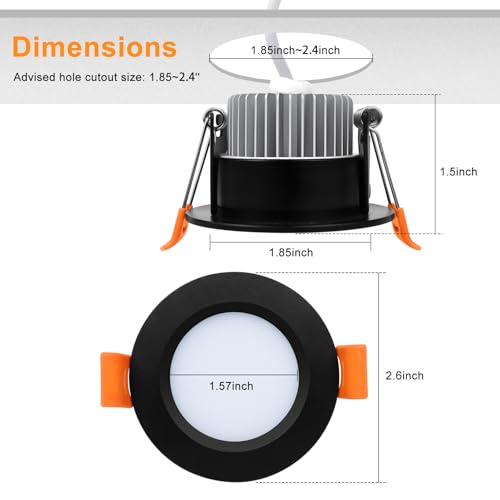 2 Inch LED Recessed Lighting (4000k (Natural White) / 16 Pack (Black))