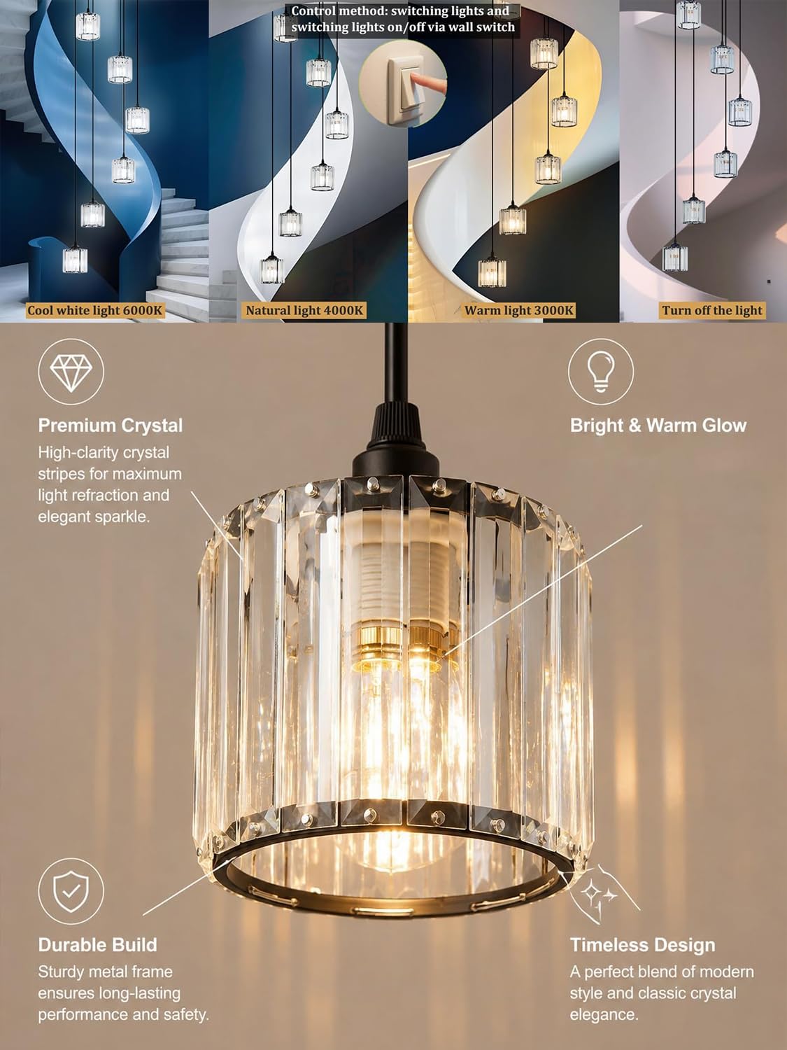 Modern High Ceiling Chandelier 6 Lights Black Chandelier for Entryway 180cm (6 lights)