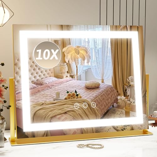 Vanity Mirror with Lights 22"x18" (Gold / 22"L x 18"W)
