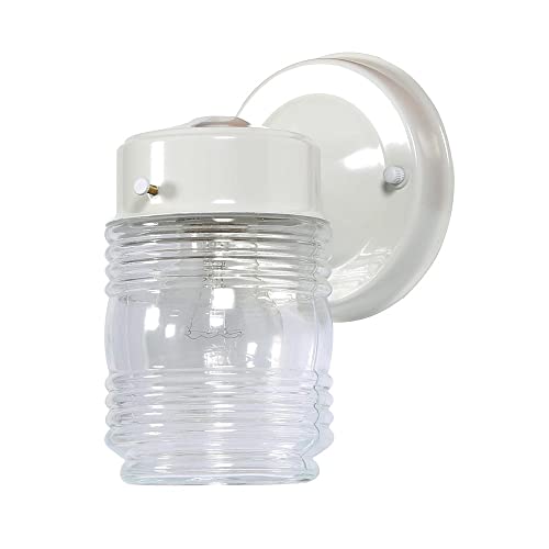 Jelly Jar 1 Light Outdoor Wall Lantern (Clear Ribbed Glass / Farmhouse)