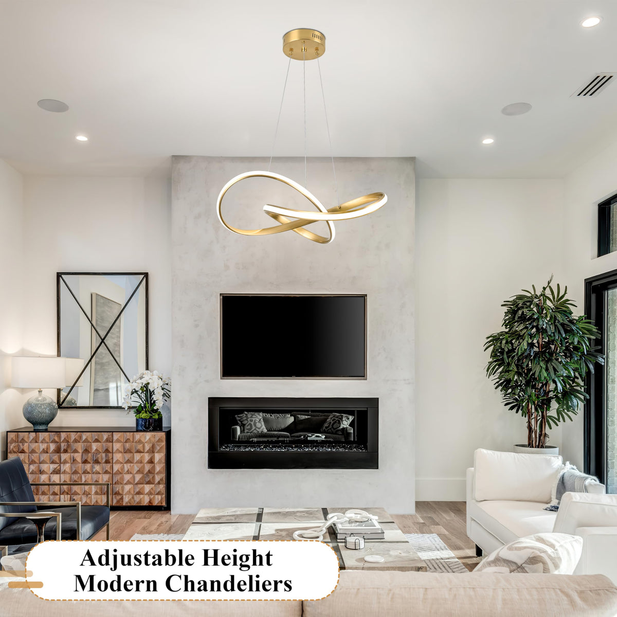 20" Gold Modern led Chandelier for Living Room (Gold / 20 Inch)