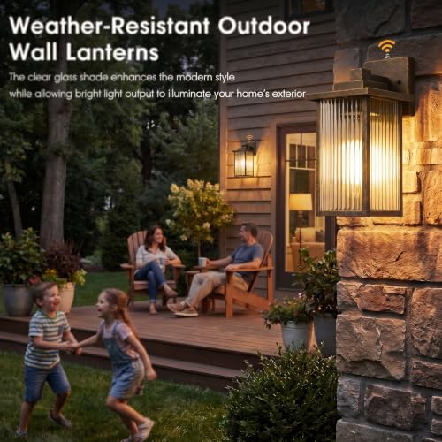 15 Inch Dusk to Dawn Outdoor Wall Light (Black Brush Gold / 15''-1 Pack)