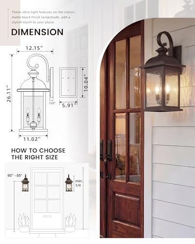 26" Outdoor Wall Sconce (ORB, Water Ripple Glass / 26", Single Unit)