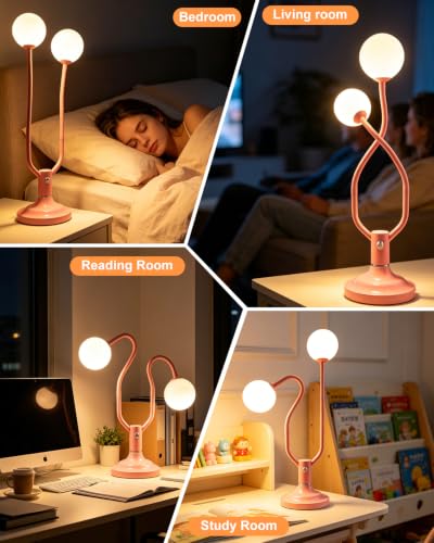 Pink Globe Table Lamp Dimmable Magic DIY Arms G9 Bulbs Included (15-Pink-Globe-2U-Magic DIY Arms)