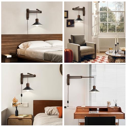 Plug in Wall Lamp (Black Wood)