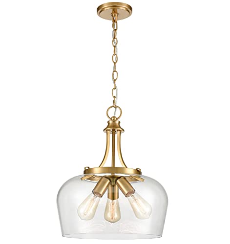 Modern 3 Light Gold Clear Glass Pendant Lights Kitchen Island (Pendant Light / Gold)