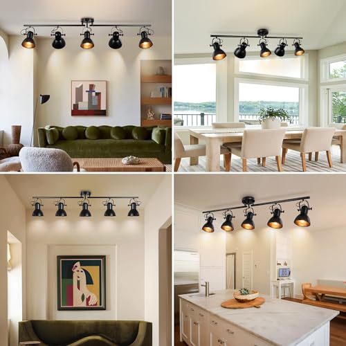 5 Light Track Lighting Fixtures Ceiling Black Track Lights 47.24" (5 Light)
