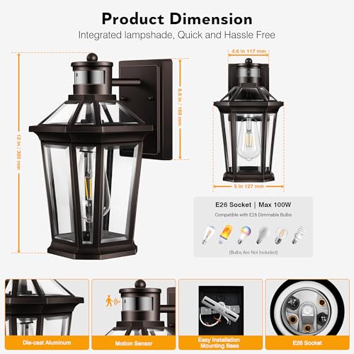 Oil Rubbed Bronze Dusk to Dawn Motion Sensor Porch Light (Oil-Rubbed Bronze / Standard 1-Pack)