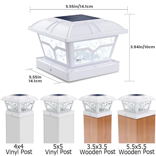 Solar Post Cap Lights Outdoor 2 Modes (White / 6 Pack)