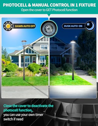 4 Pack LED Post Top Light ETL Listed 60W 48W 36W Adjustable Outdoor Pole Lights with Photocell IP65 Waterproof Post LED Fixture 5000K for Garden Yard Street Lighting