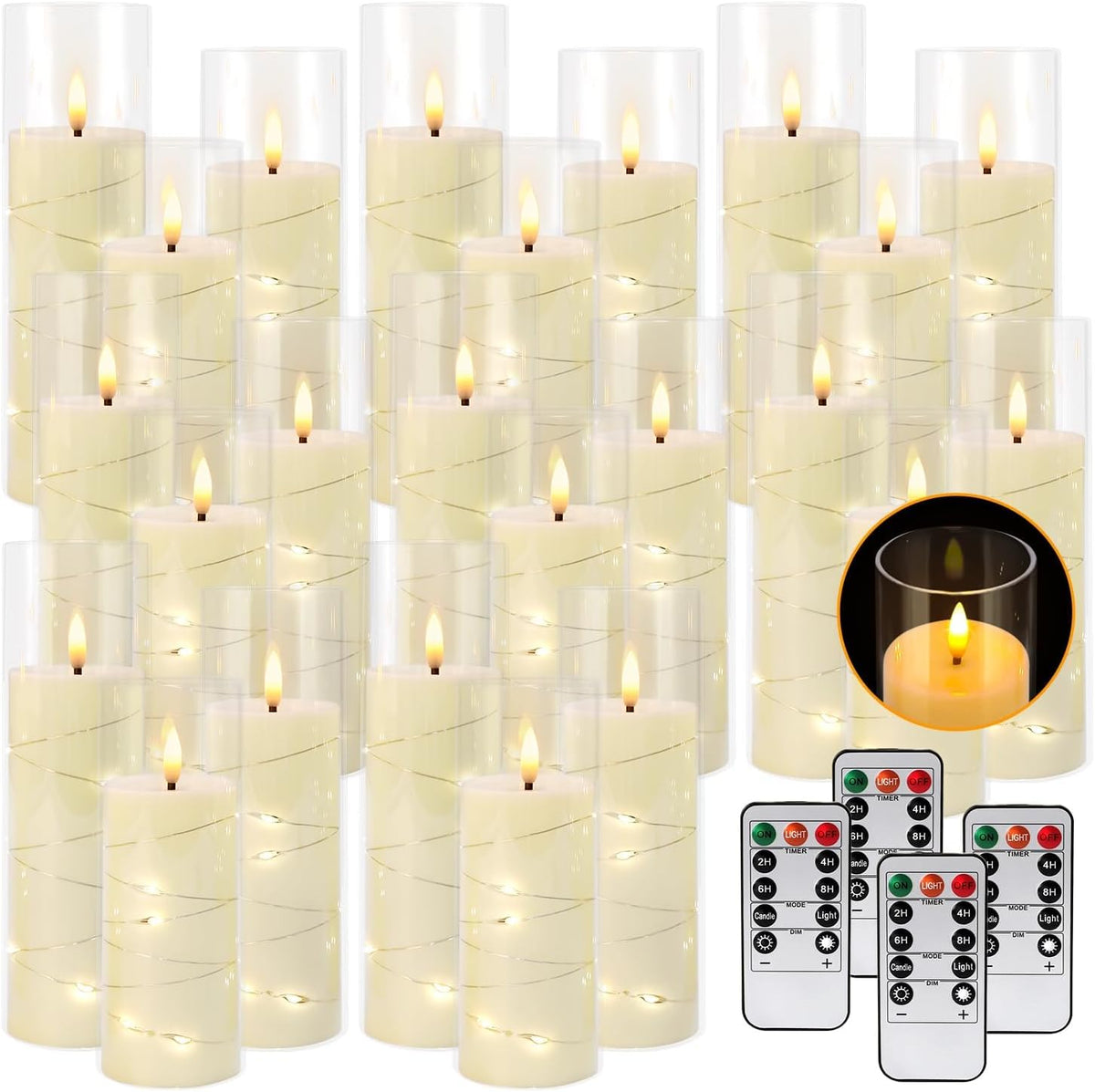 Christmas Decoration Flickering Flameless Candles - 24 Pack, Ivory-4
