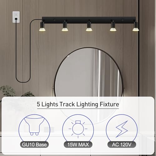 Plug in Track Lighting (Black / 29" 5-Light Plug in Track Lighting)