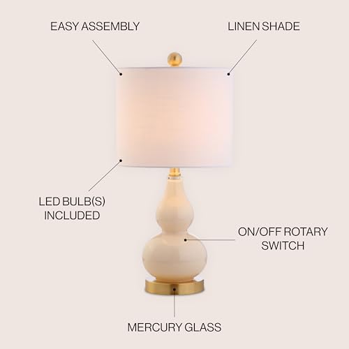 Anya Gourd Glass Table Lamp 20.5" (Single / Ivory)
