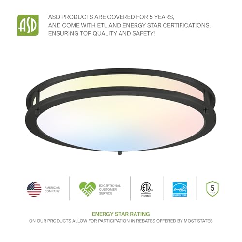 LED 12" Round Flush Mount Lighting (Black)