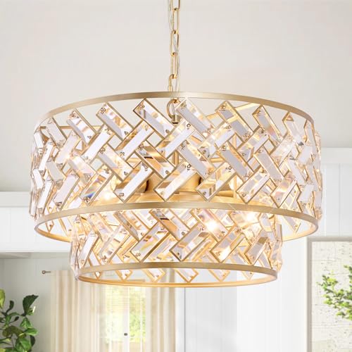 20" Gold Crystal Chandelier (Large Drum Gold)